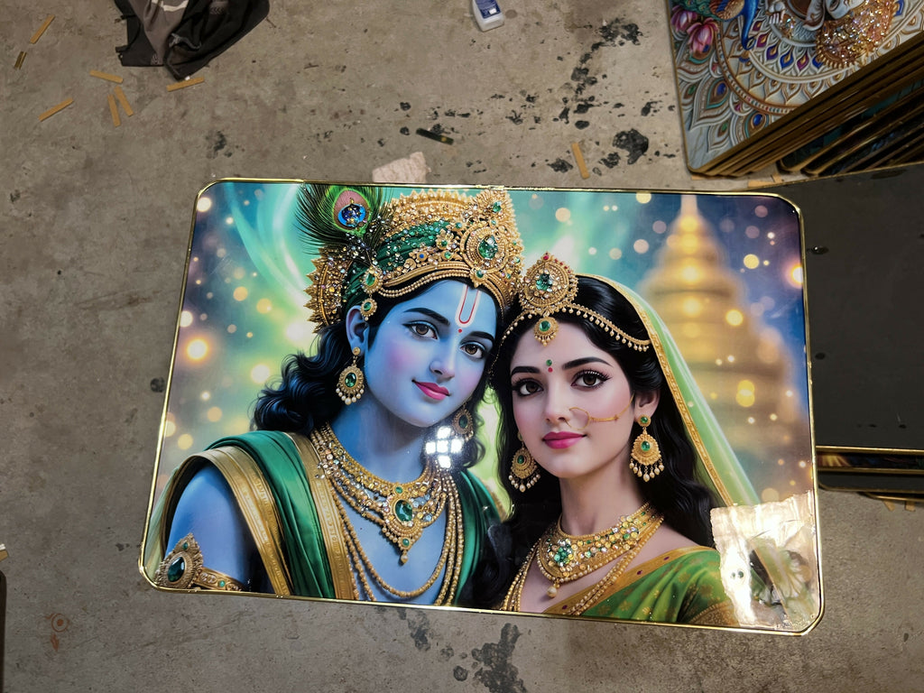 ALVENZA Radha Krishna Acrylic Photo Frame – Elegant Wall Decor for Temples