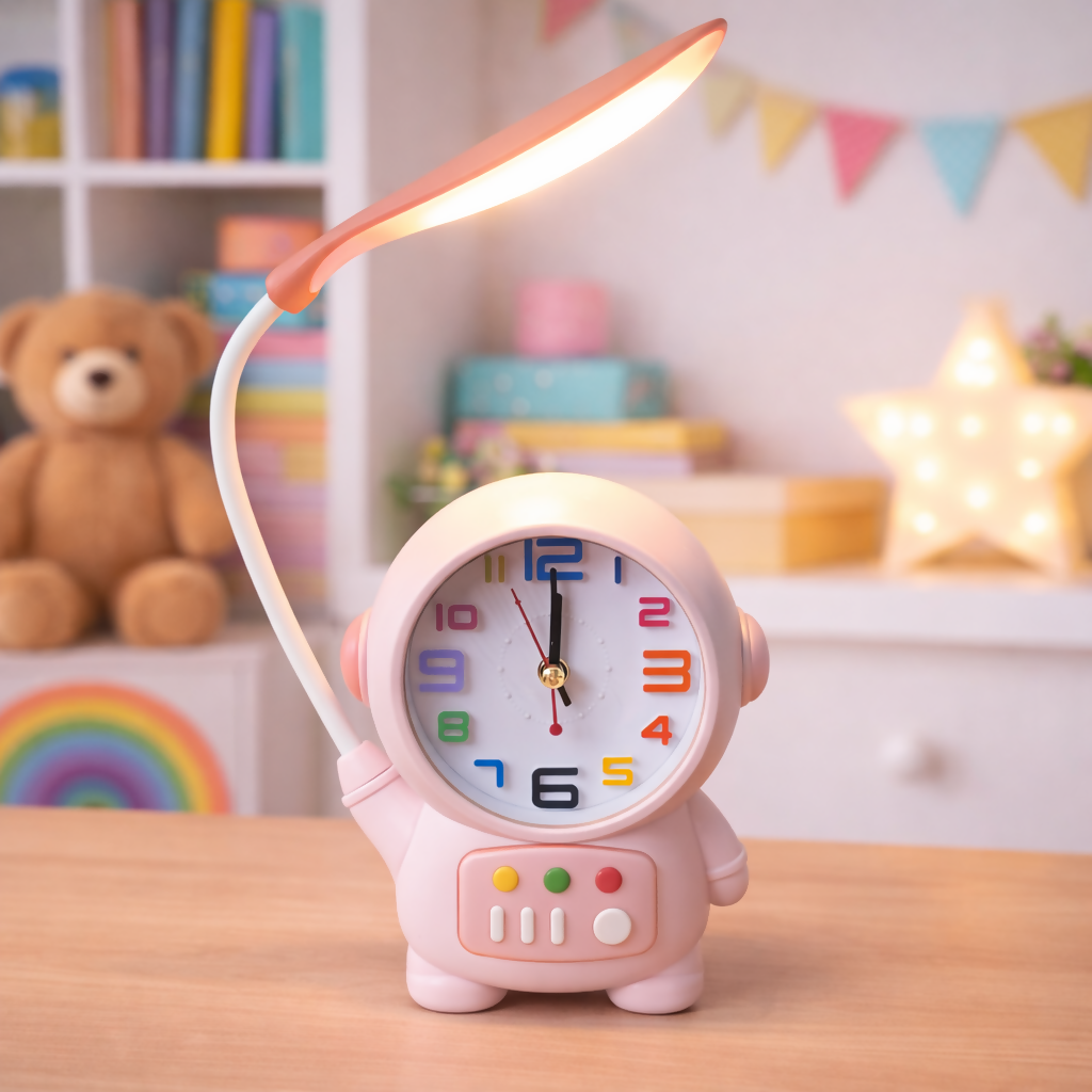 ALVENZA Astronaut Desk Lamp with Alarm Clock – Kid-Friendly Study Light