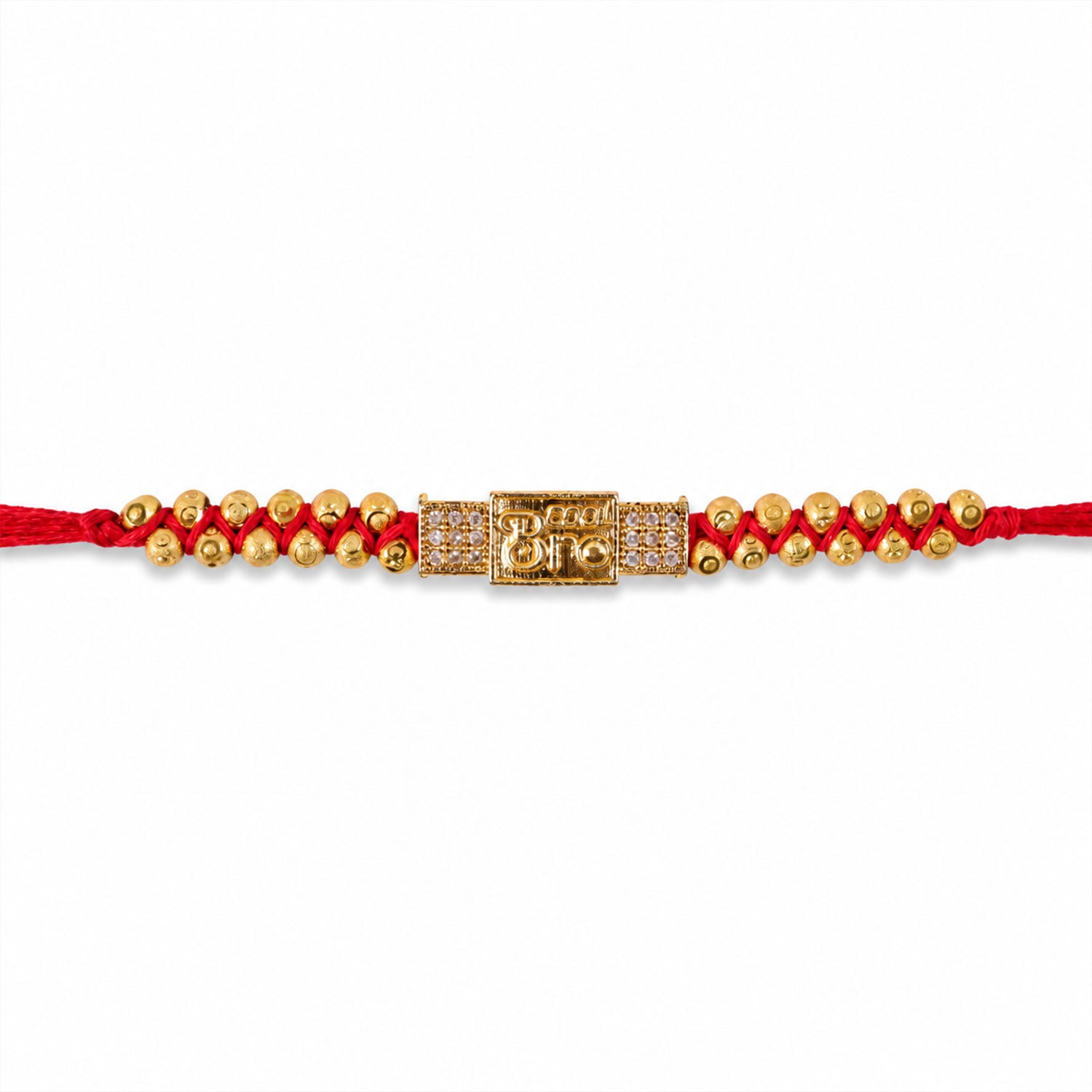 ALVENZA Stylish Brother Nameplate AD Stone Designer Rakhi with Gold Beads Gift