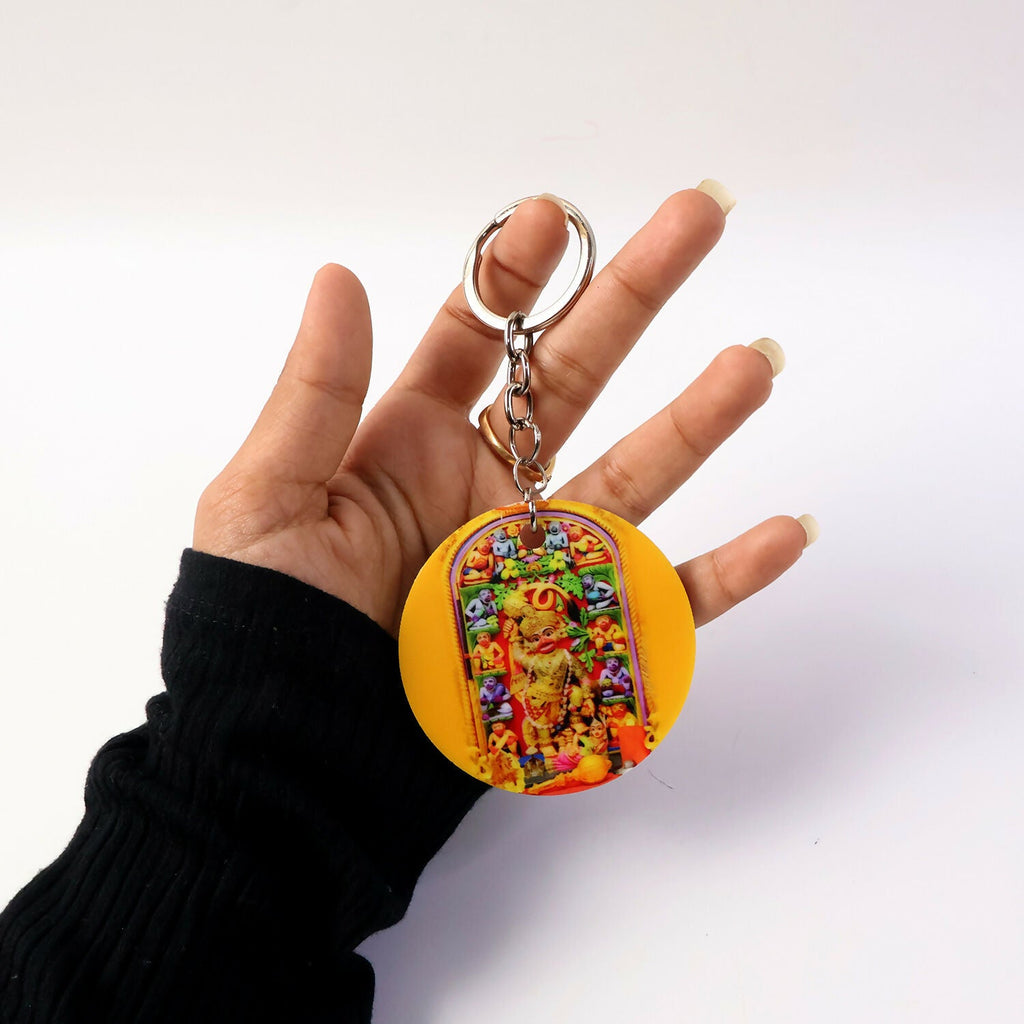 ALVENZA Hanuman Mandir Keychain – Bright Devotional Lightweight Accessory