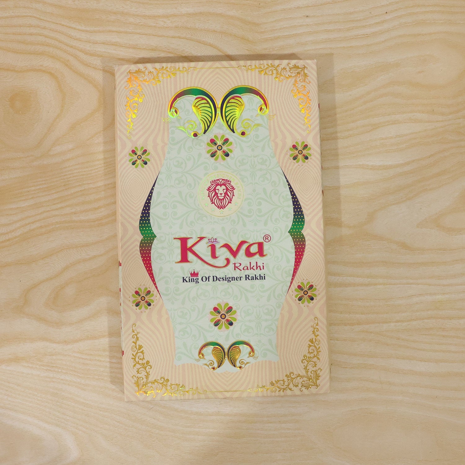 ALVENZA Round Red Green Enamel Rakhi with Multicolor Beads, Roli Chawal Coin and Card Packing