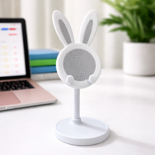 ALVENZA Adjustable White Bunny Ear Phone Stand – Stable & Cute Design
