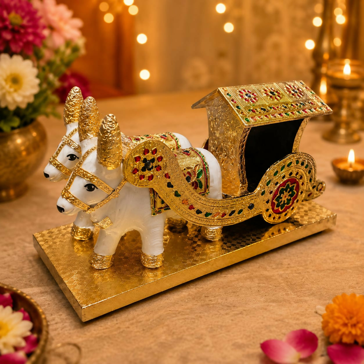 ALVENZA Home Decor Bullock Cart Showpiece – Elegant Indian Handicraft
