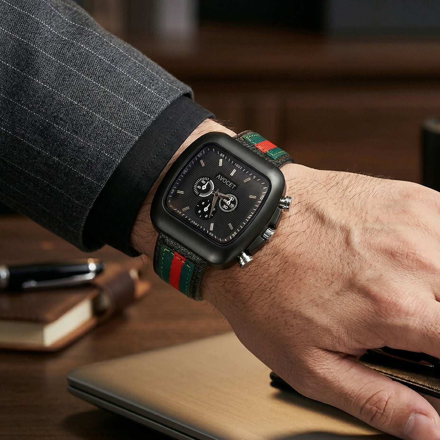 Black Square Dial Analog Watch – Stylish & Durable for Everyday Wear