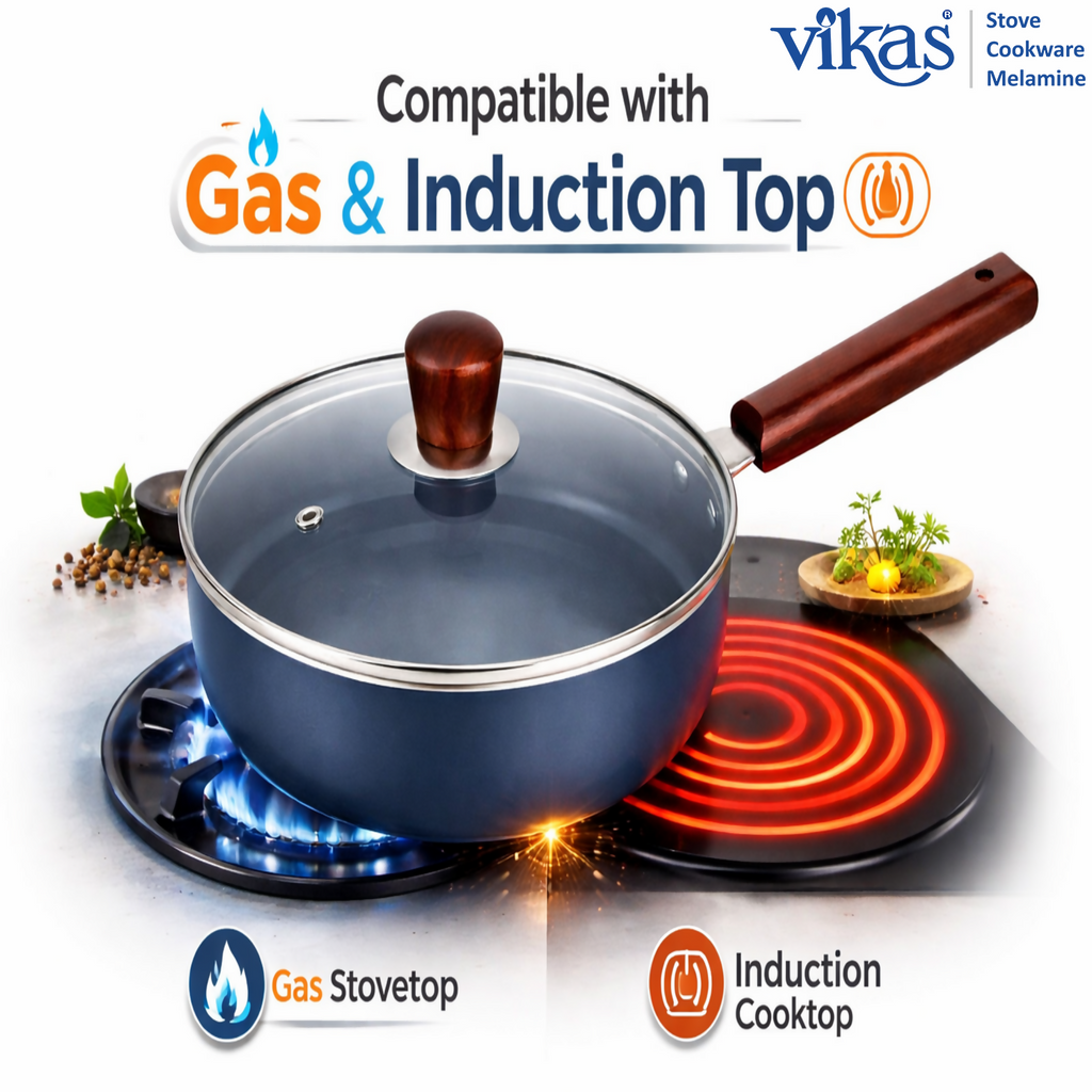 ALVENZA Ceramic Frypan – Non-Stick Coating with Glass Lid & Wooden Handle
