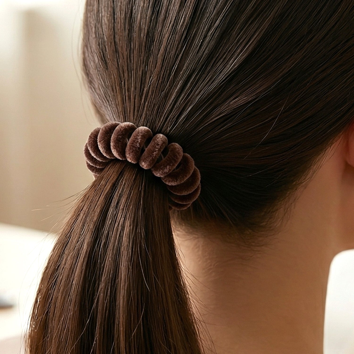 Soft Stretchable Telephone Wire Hair Band No Crease & Secure Fit - Detail View 5