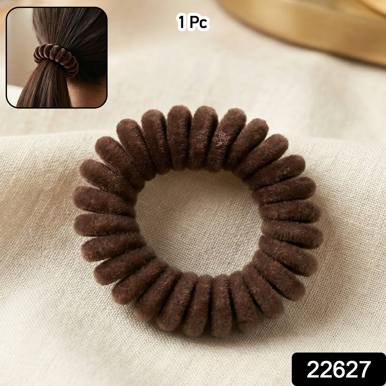 Soft Stretchable Telephone Wire Hair Band No Crease & Secure Fit - Side View