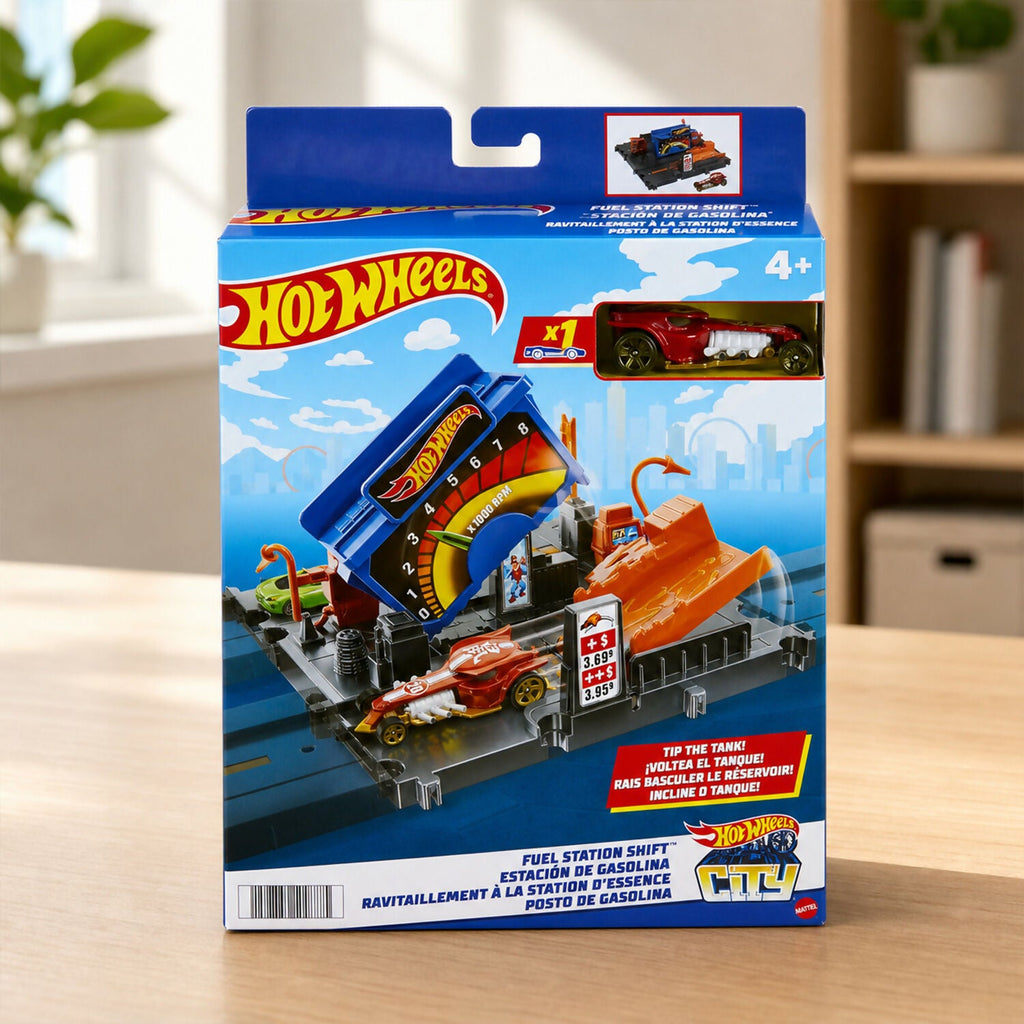 ALVENZA Hot Wheels City Fuel Station Playset – Interactive Racing Fun
