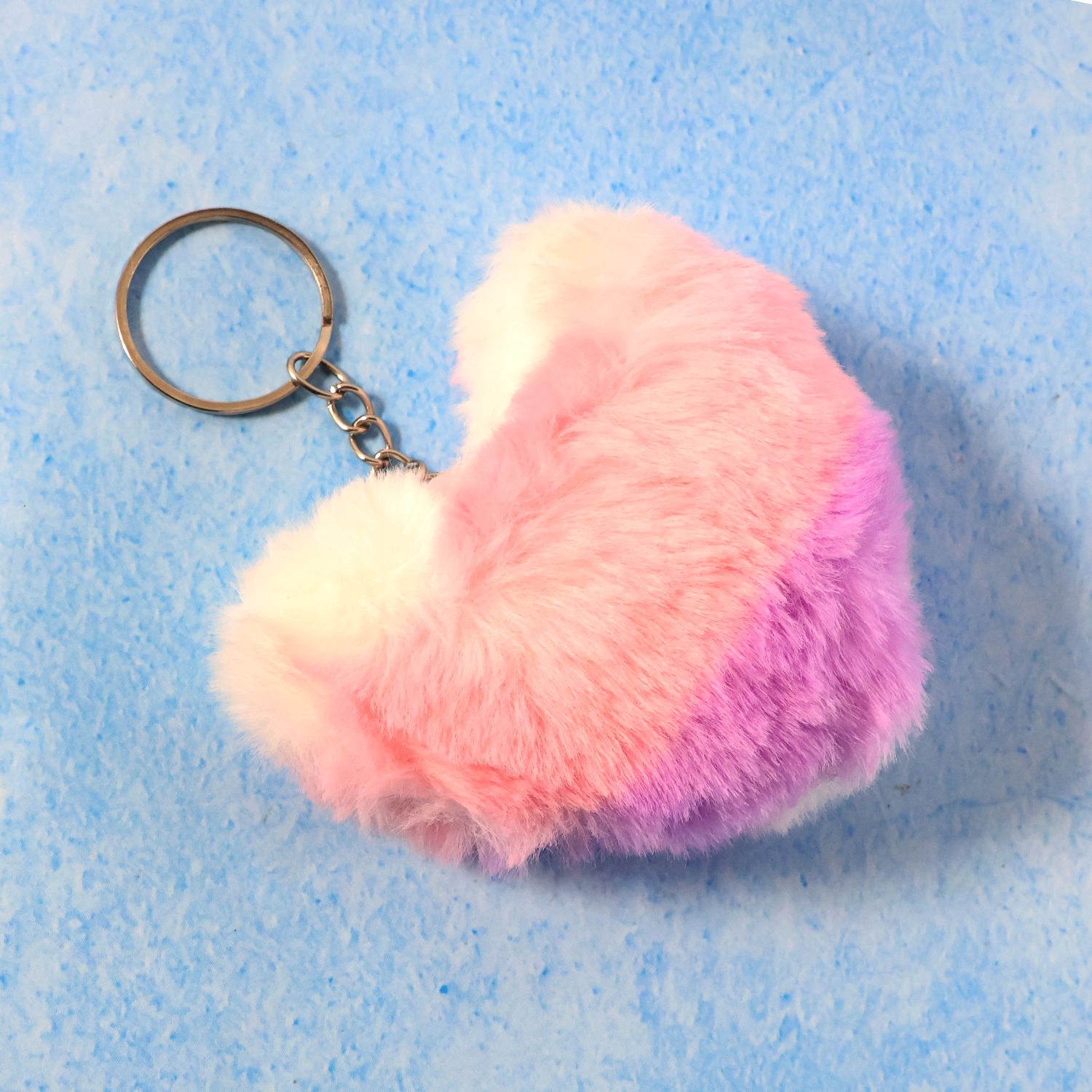 ALVENZA Plush Heart Keychain – Soft & Durable Pink Purple Accessory