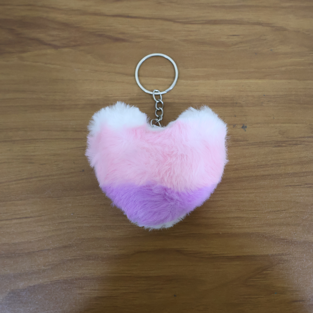 ALVENZA Plush Heart Keychain – Soft & Durable Pink Purple Accessory