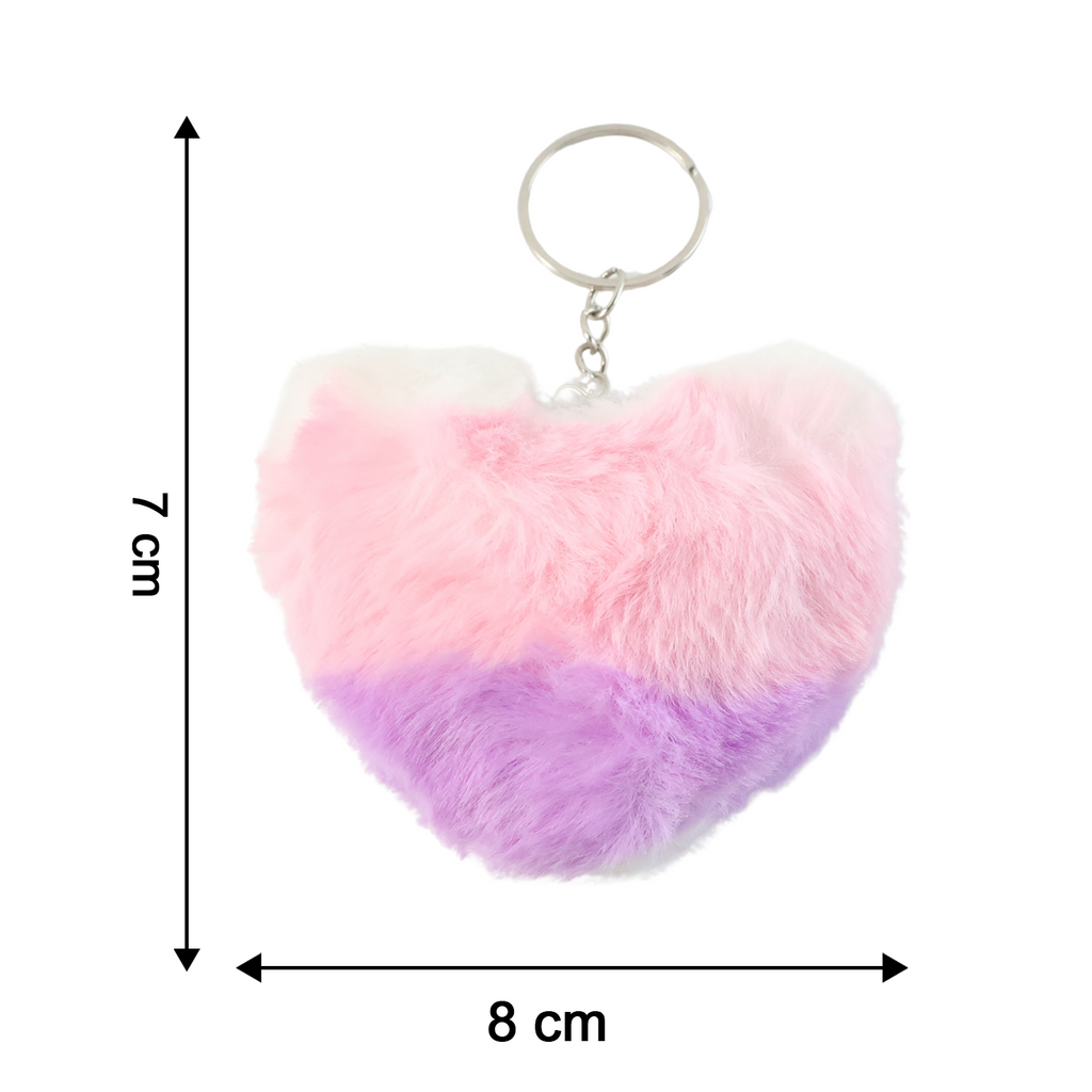 ALVENZA Plush Heart Keychain – Soft & Durable Pink Purple Accessory