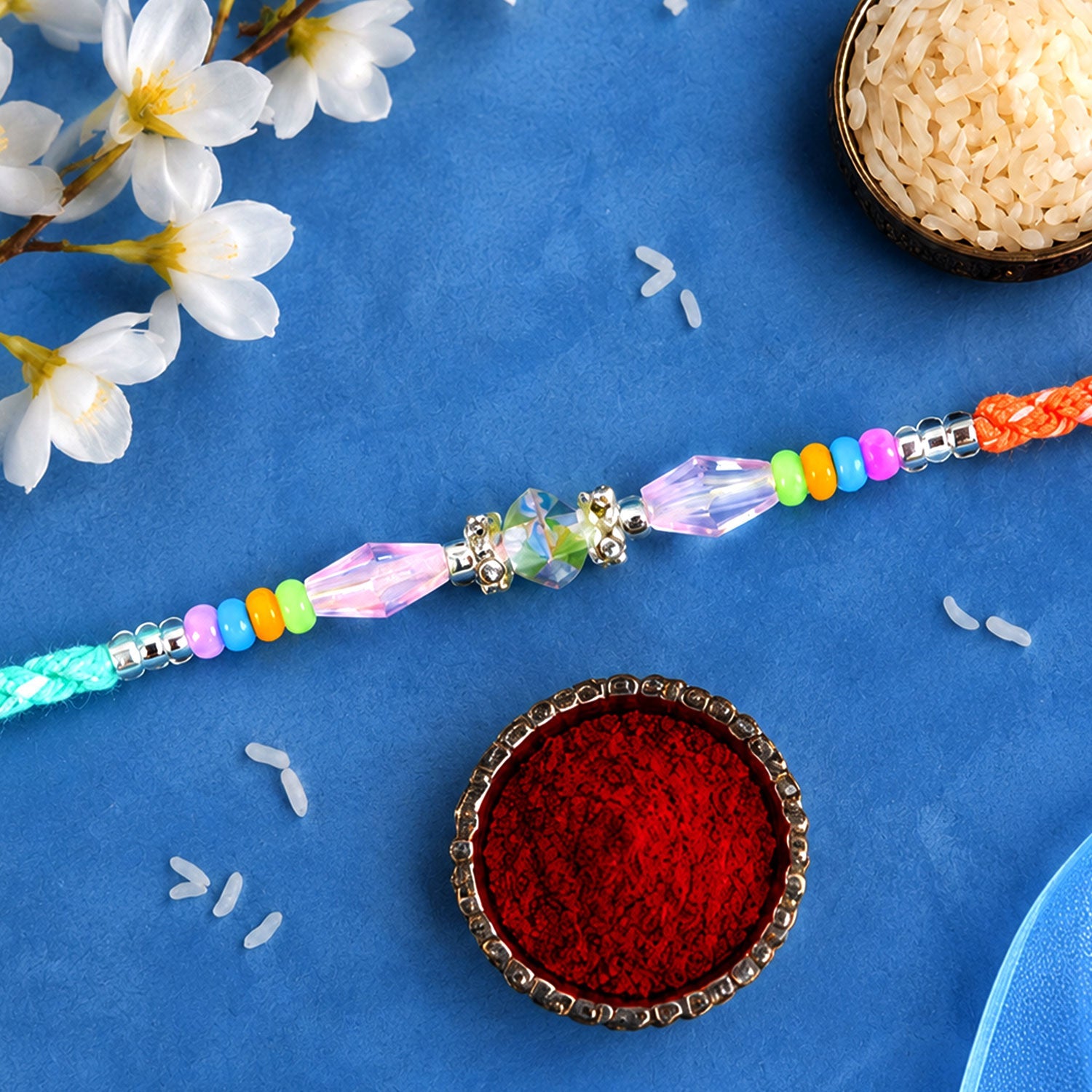 ALVENZA Premium Sparkle Designer Rakhi with Pearl Detail, Stone Centre and Gift Ready Style