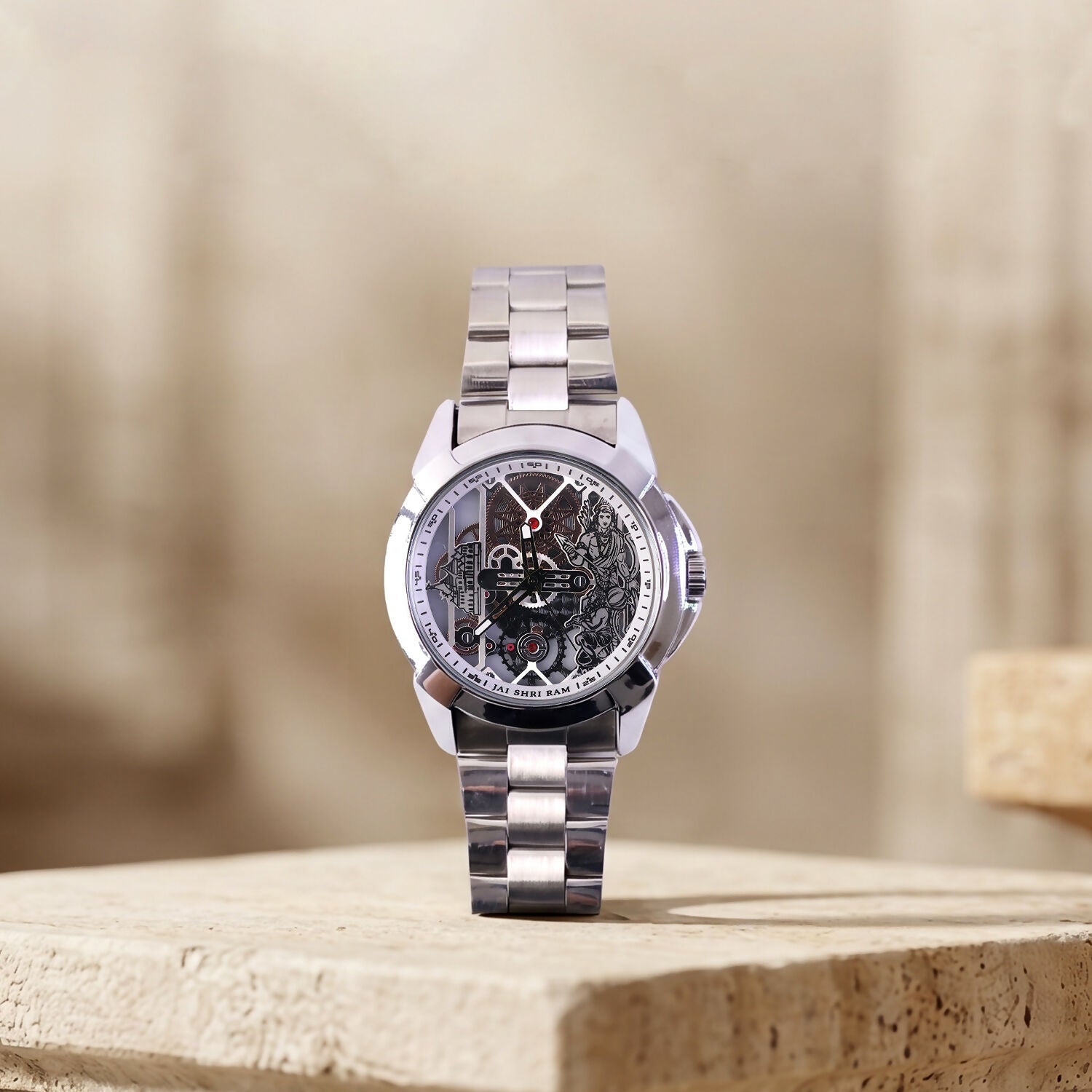 Jai Shri Ram Silver Chain Watch – Devotional & Stylish Accessory