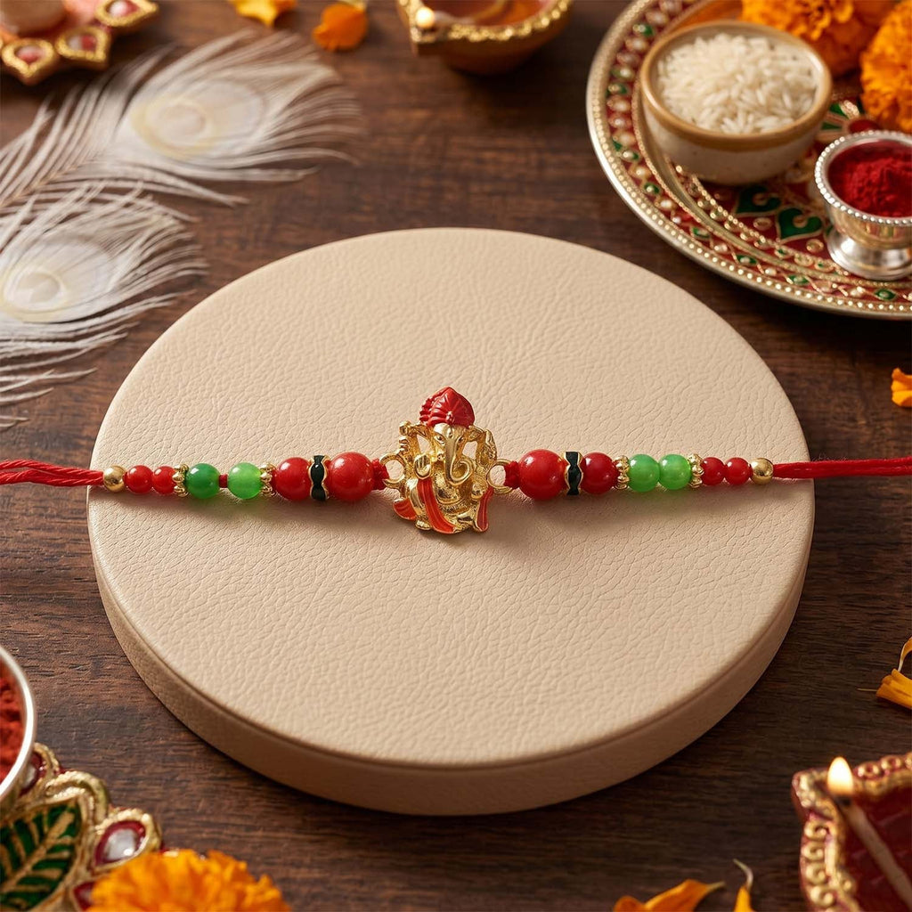 ALVENZA Ganesha Rakhi – Elegant Designer Festive Wrist Jewelry