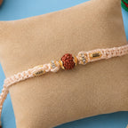 ALVENZA Beautiful Silver Style Rakhi with Soft Beads, Stone Detail and Premium Festive Look