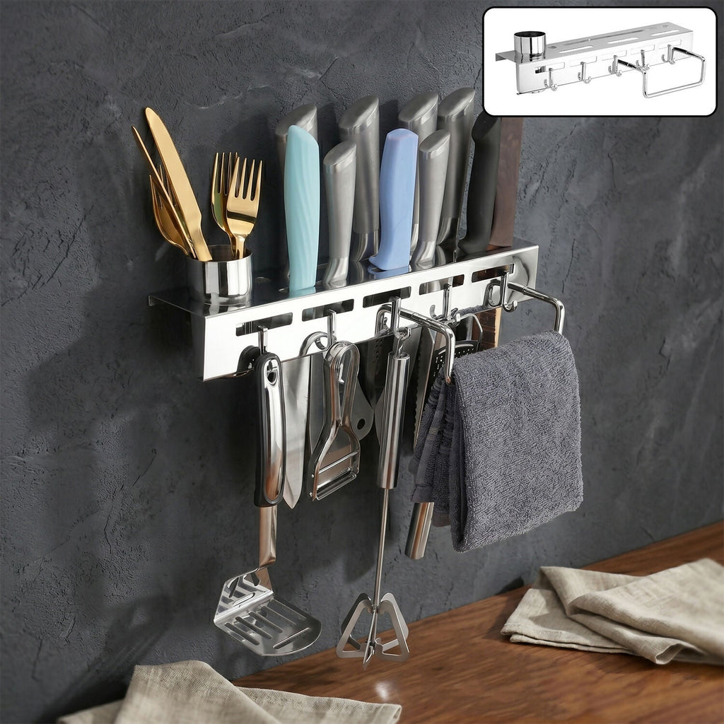 ALVENZA Wall Mounted Knife Holder Rack – Space-Saving Kitchen Organizer