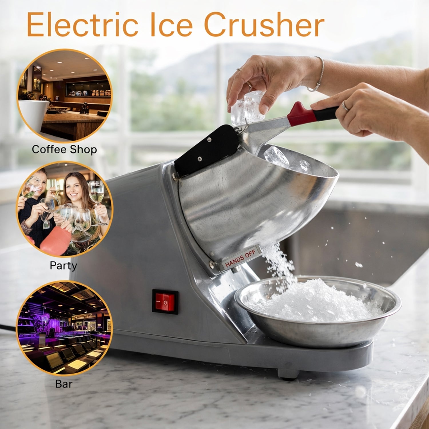 ALVENZA Electric Ice Crusher – Effortless & Fast for Home/Commercial Use