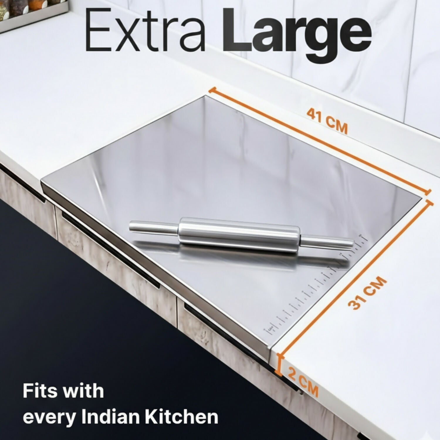 ALVENZA Stainless Steel Chopping & Kneading Board – Durable & Easy to Clean