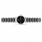 Black Round Shape Dial Watch with Silver Metal Strap Design for Women