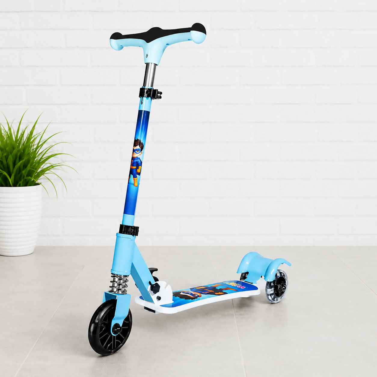 ALVENZA KIXY Glow 3 Wheel Foldable Kids Scooter with LED Wheels, Folding Mechanism & Adjustable Handlebar