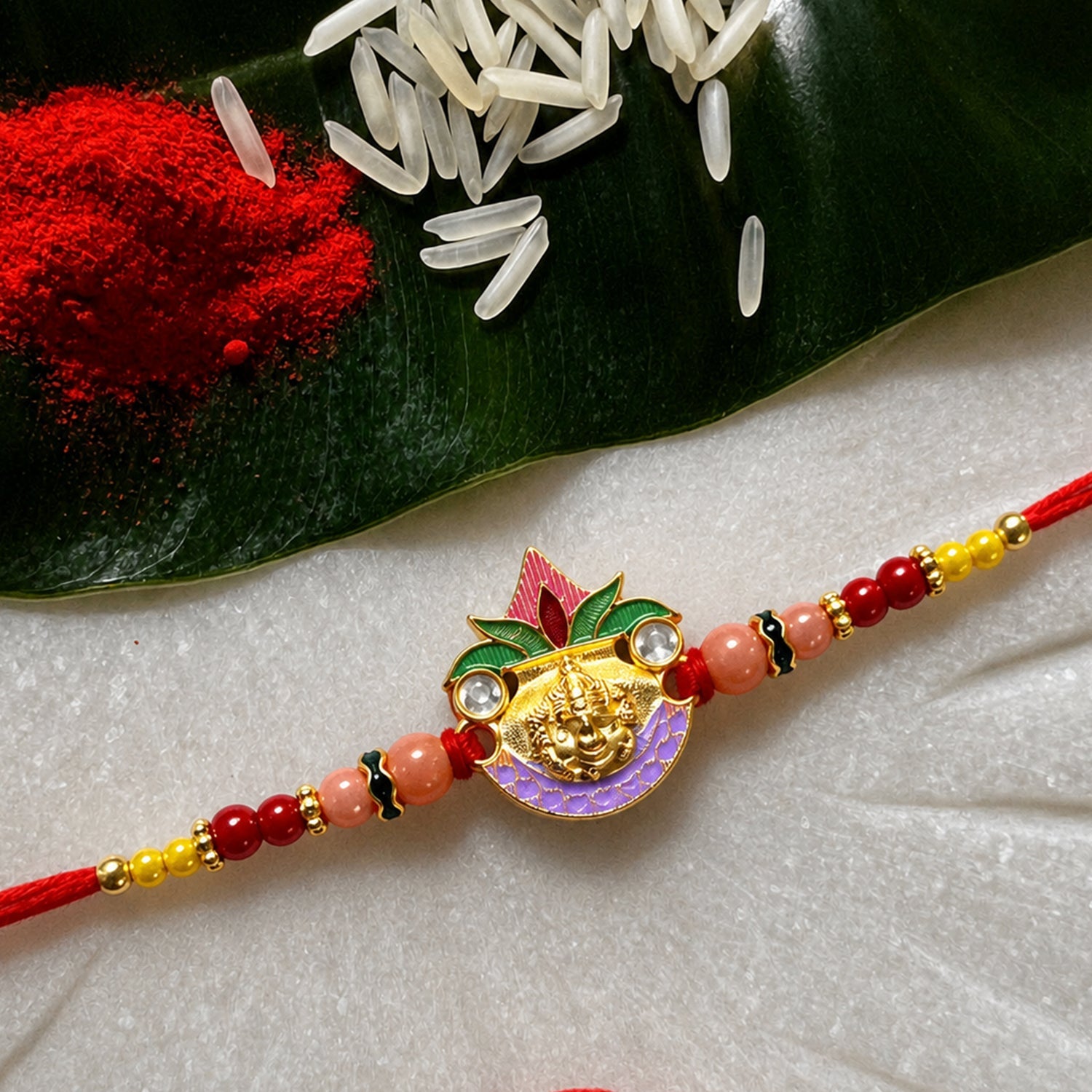 ALVENZA Ganesh Beaded Rakhi – Traditional & Beautiful Brother Gift