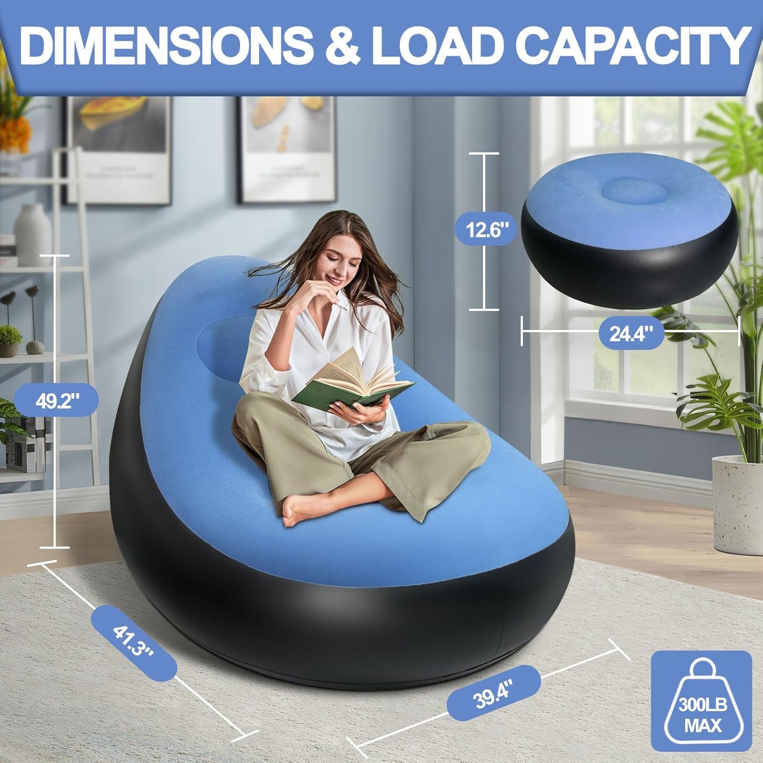 Inflatable Sofa Chair Portable, Comfortable Indoor & Outdoor Seating - Detail View 6