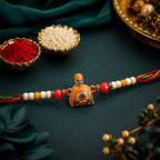 ALVENZA Spiritual Pramukh Swami Maharaj Devotional Rakhi for Brother, Beaded Thread Gift