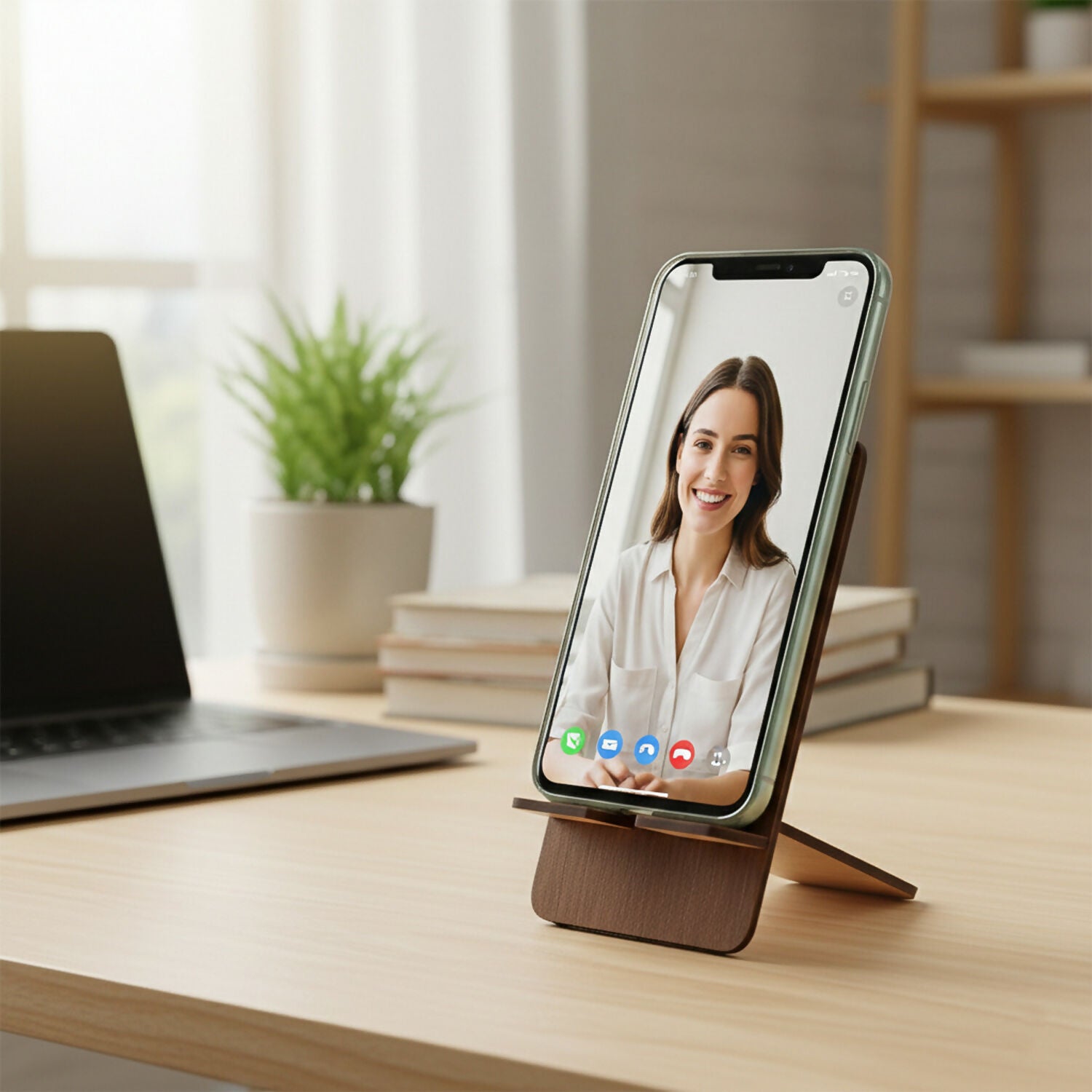 ALVENZA Wooden Mobile Stand – Reversible Foldable Ganesha Phone Holder