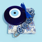 ALVENZA Evil Eye Wall Hanging – Blue Lotus Om Nazar Battu for Protection