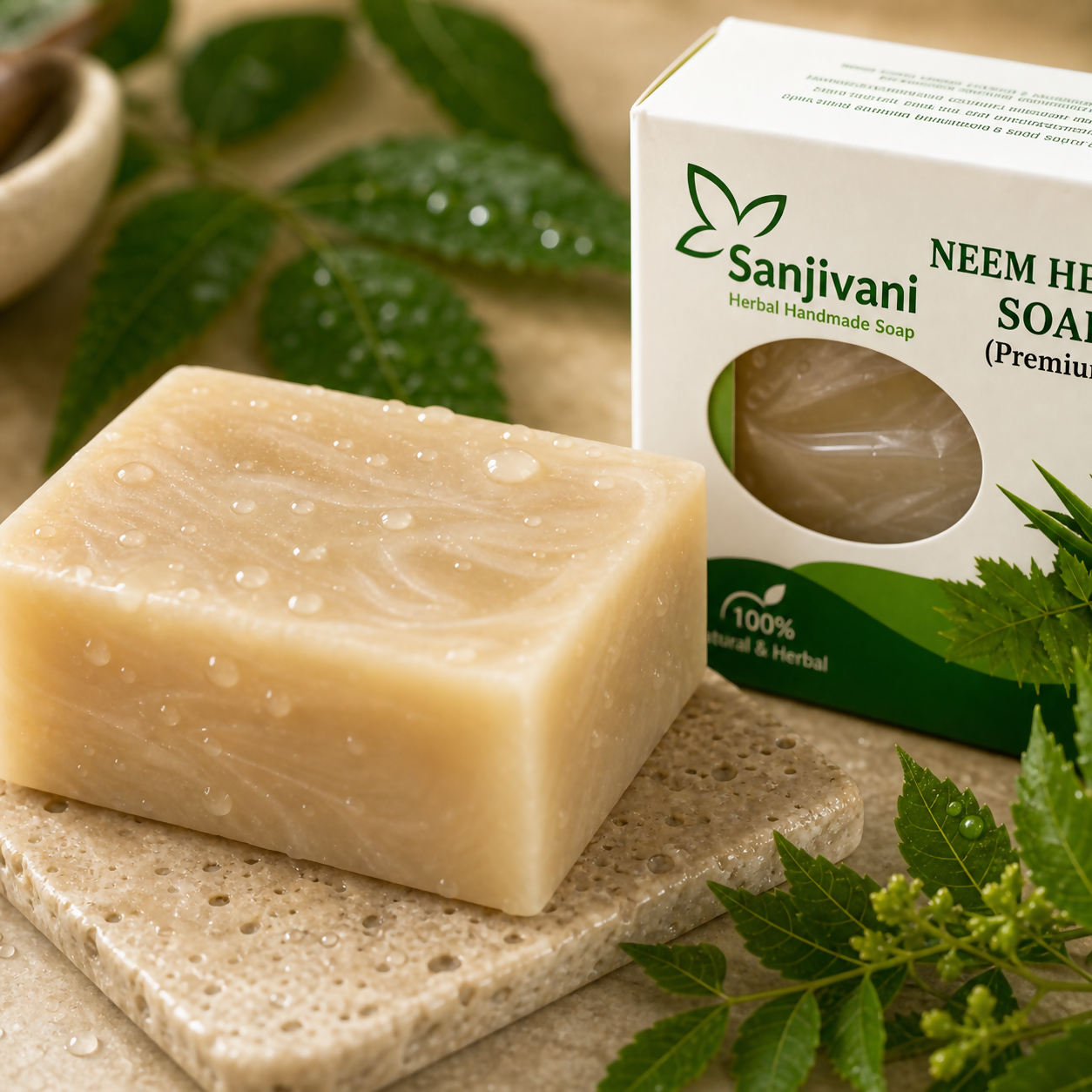 Neem Herbal Soap Natural Herbal Handmade Bath Soap Bars (90g Pack of 5)