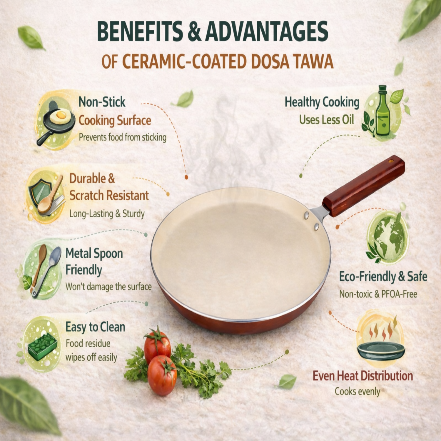 ALVENZA Ceramic Dosa Tawa – Non-stick Pan for Crispy Dosas