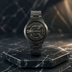 Black Round Metal Strap Analog Watch – Sporty Modern Design