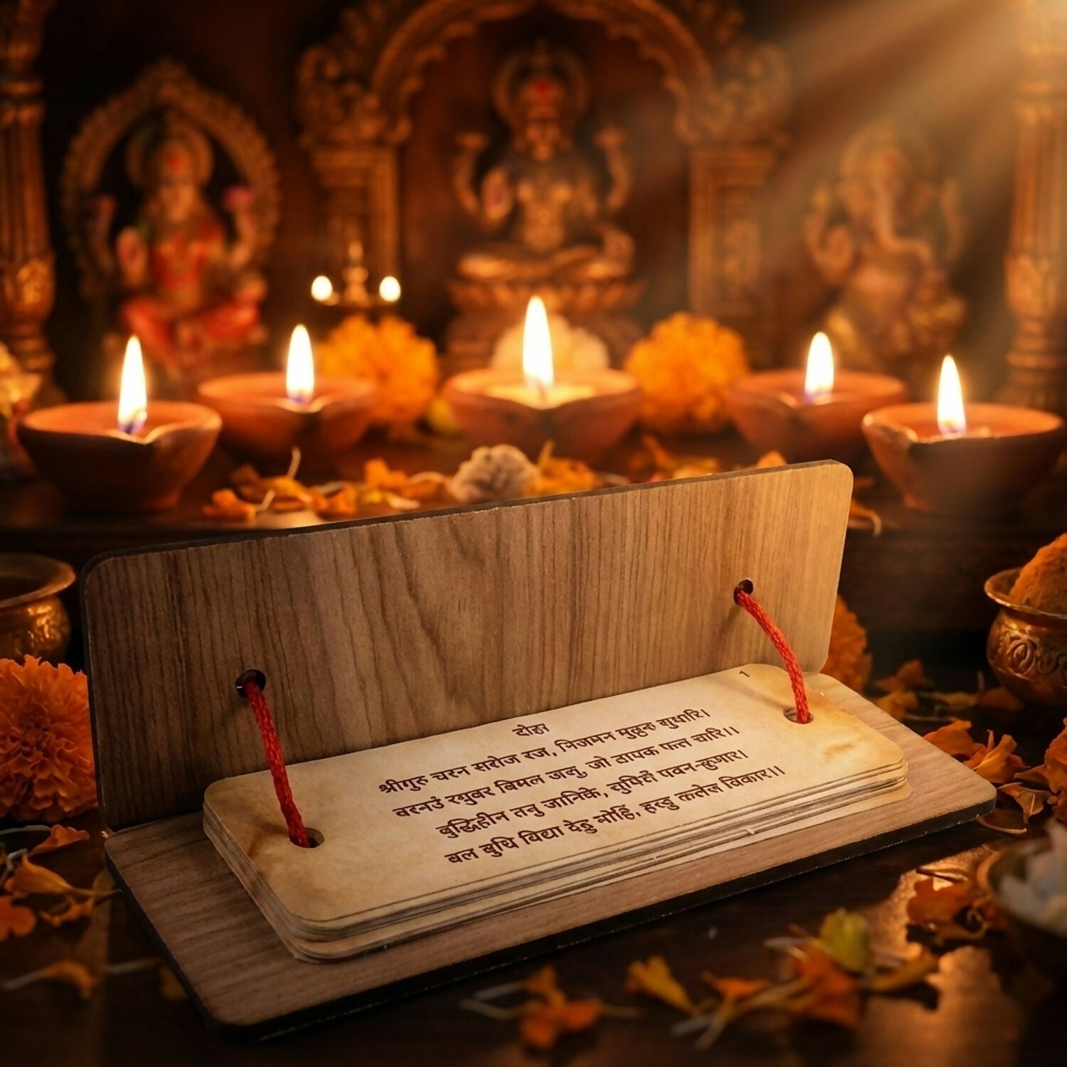 Hanuman Chalisa Flip Book – Wooden Stand for Easy Prayer
