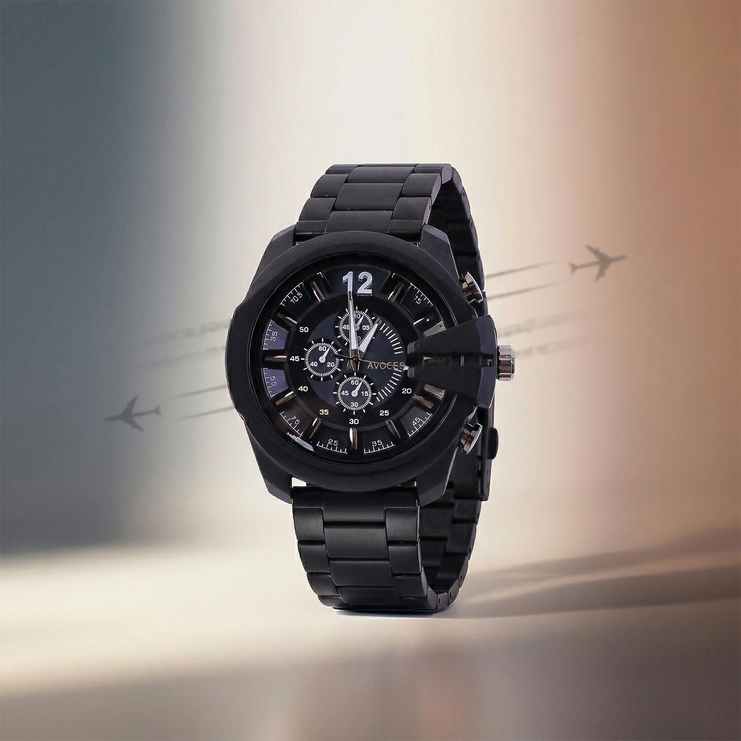 Black Analog Chronograph Watch – Elegant & Multi-functional Style