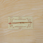ALVENZA Rudraksha Style Devotional Rakhi with Braided Red Green Yellow Thread and Wooden Beads
