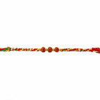 ALVENZA Rudraksha Style Devotional Rakhi with Braided Red Green Yellow Thread and Wooden Beads