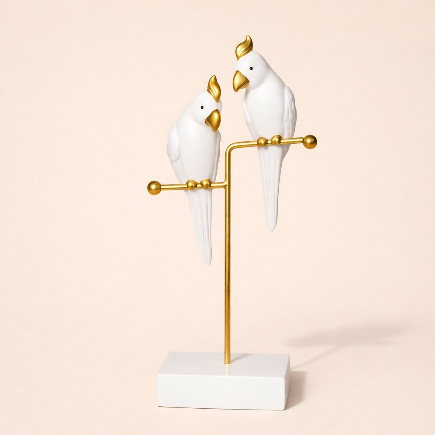 ALVENZA Love Birds Decorative Showpiece – Elegant White & Gold Décor