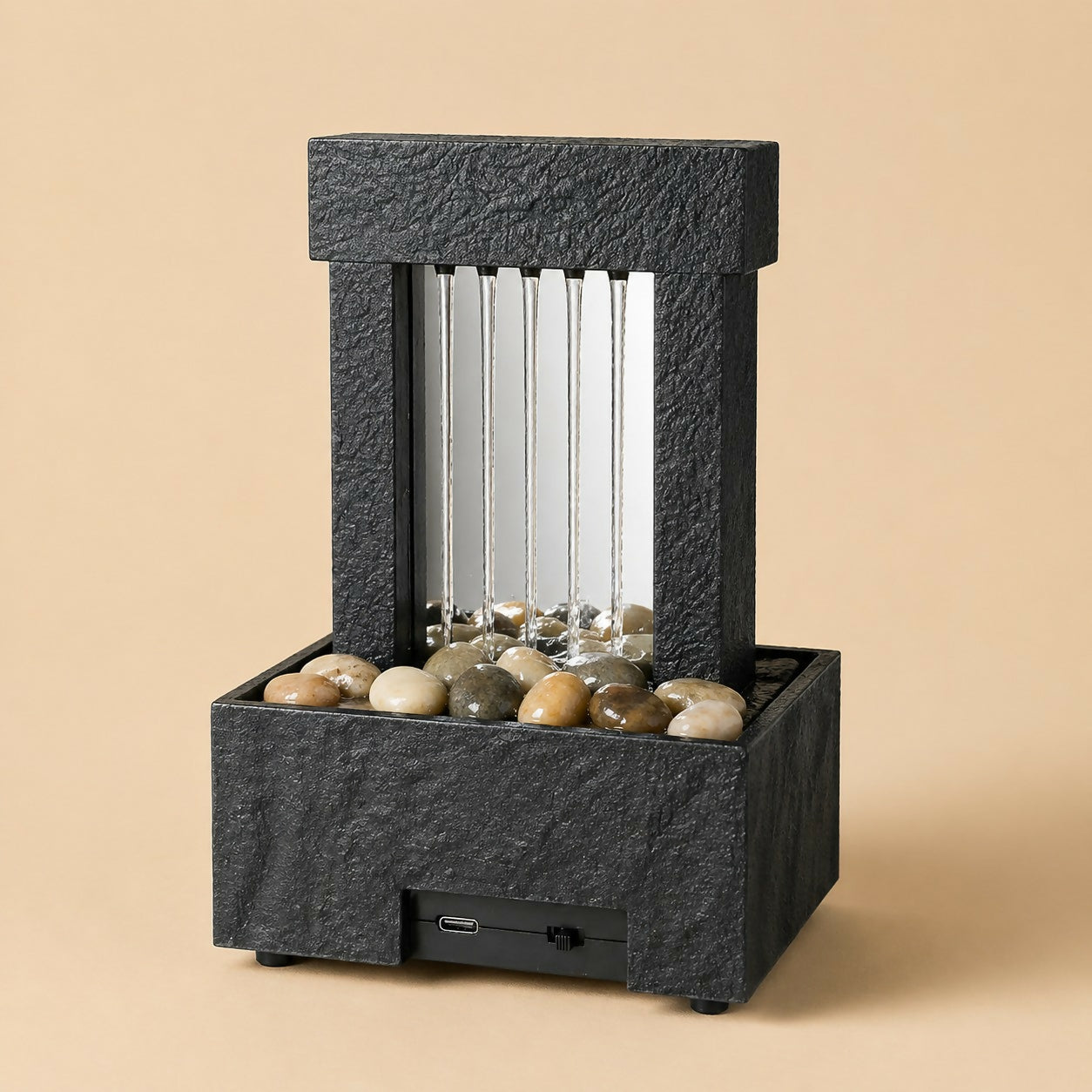ALVENZA Indoor Water Fountain – Calming Cascading Pebbles & Modern Design