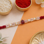 ALVENZA Graceful Pastel Bracelet Rakhi with Silver Centre and Delicate Raksha Bandhan Beauty