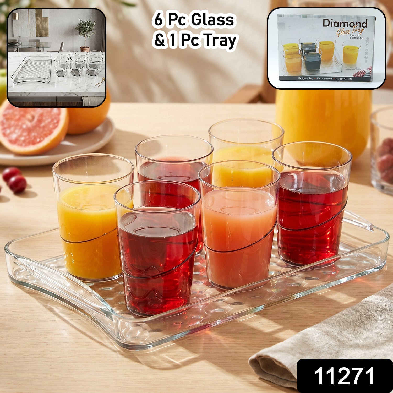 Glass Serving Set Elegant & Multipurpose for Home Use - Side View