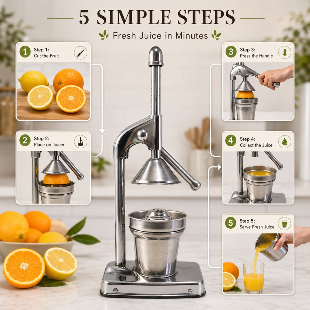 Citrus Juicer Heavy Duty Manual Press for Maximum Extraction - Front View