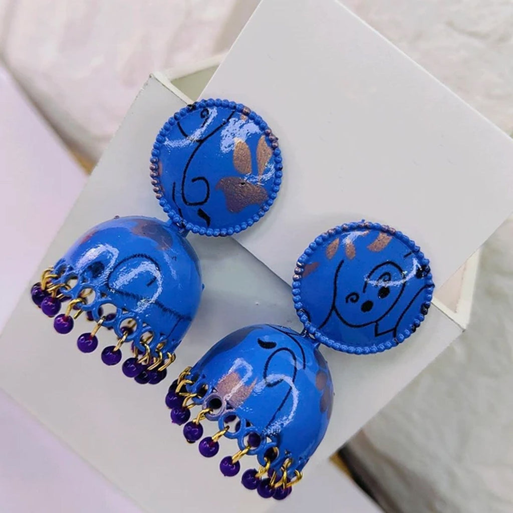 Jhumka Earrings Traditional Indian Dangle Design | Glimmerly - Detail View 5