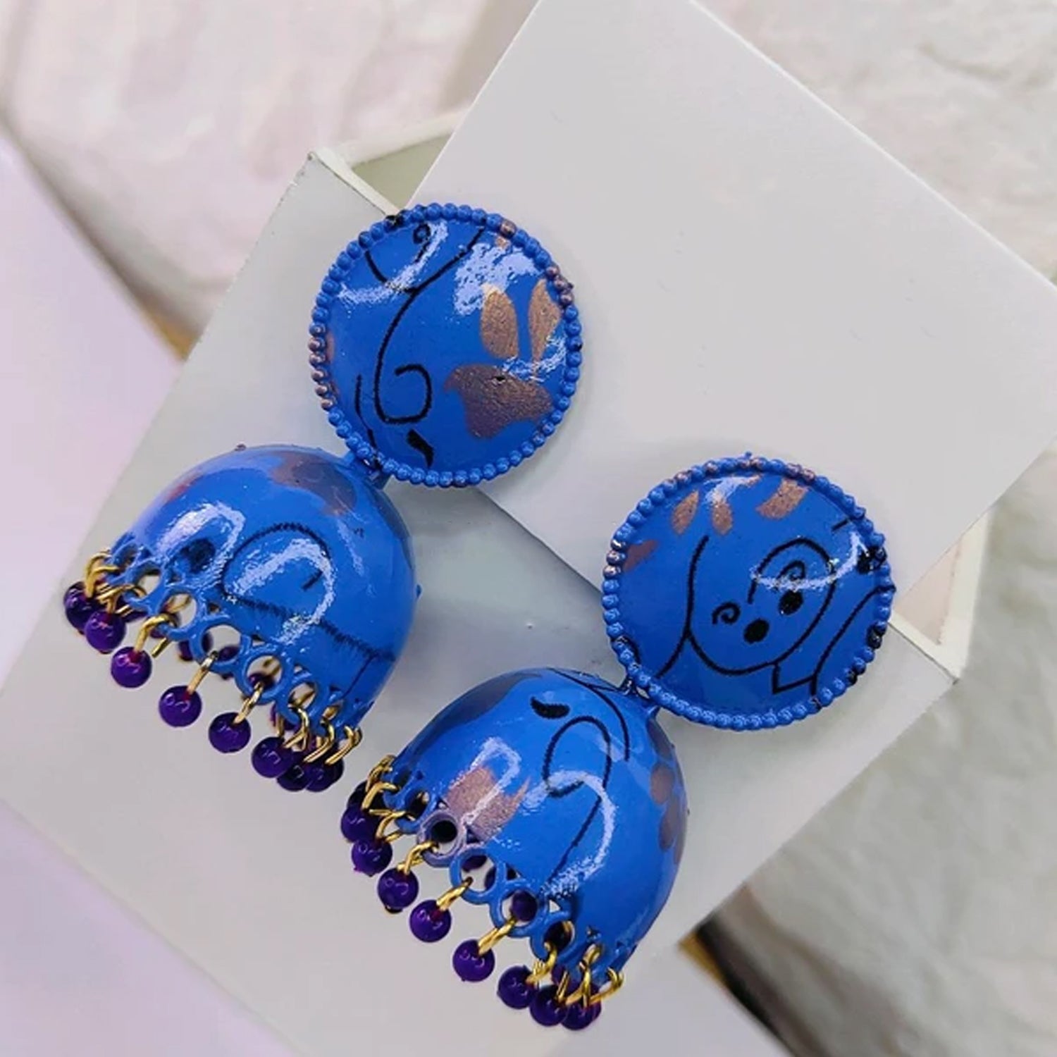 Jhumka Earrings Traditional Indian Dangle Design | Glimmerly - Detail View 5