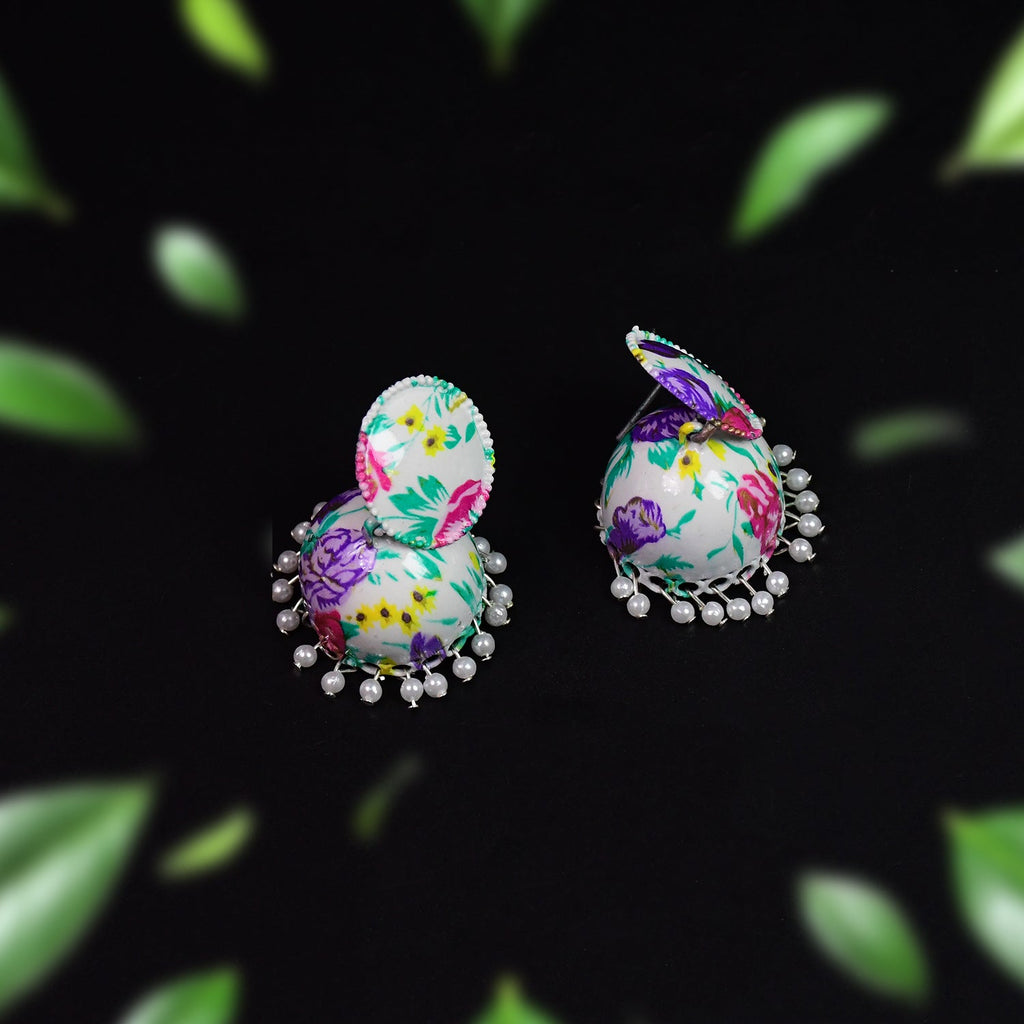 Jhumka Earrings Traditional Indian Dangle Design | Glimmerly - Front View