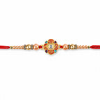 ALVENZA Round Red Meenakari AD Stone Designer Rakhi for Brother with Pearls