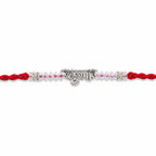 ALVENZA Silver Bhaiya Name Rakhi with Crystal Beads, Red Thread and Sparkling Detail