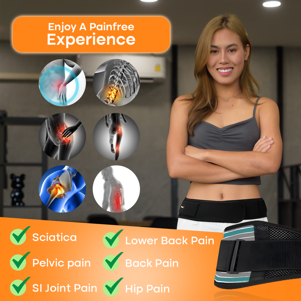 Lower Back Support Belt – Adjustable for Pain Relief & Posture