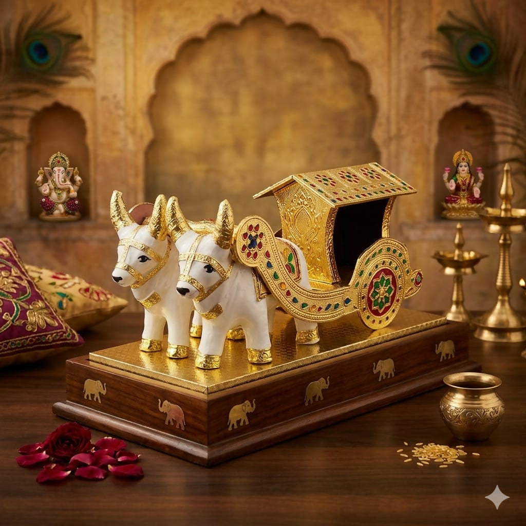 ALVENZA Home Decor Bullock Cart Showpiece – Elegant Indian Handicraft