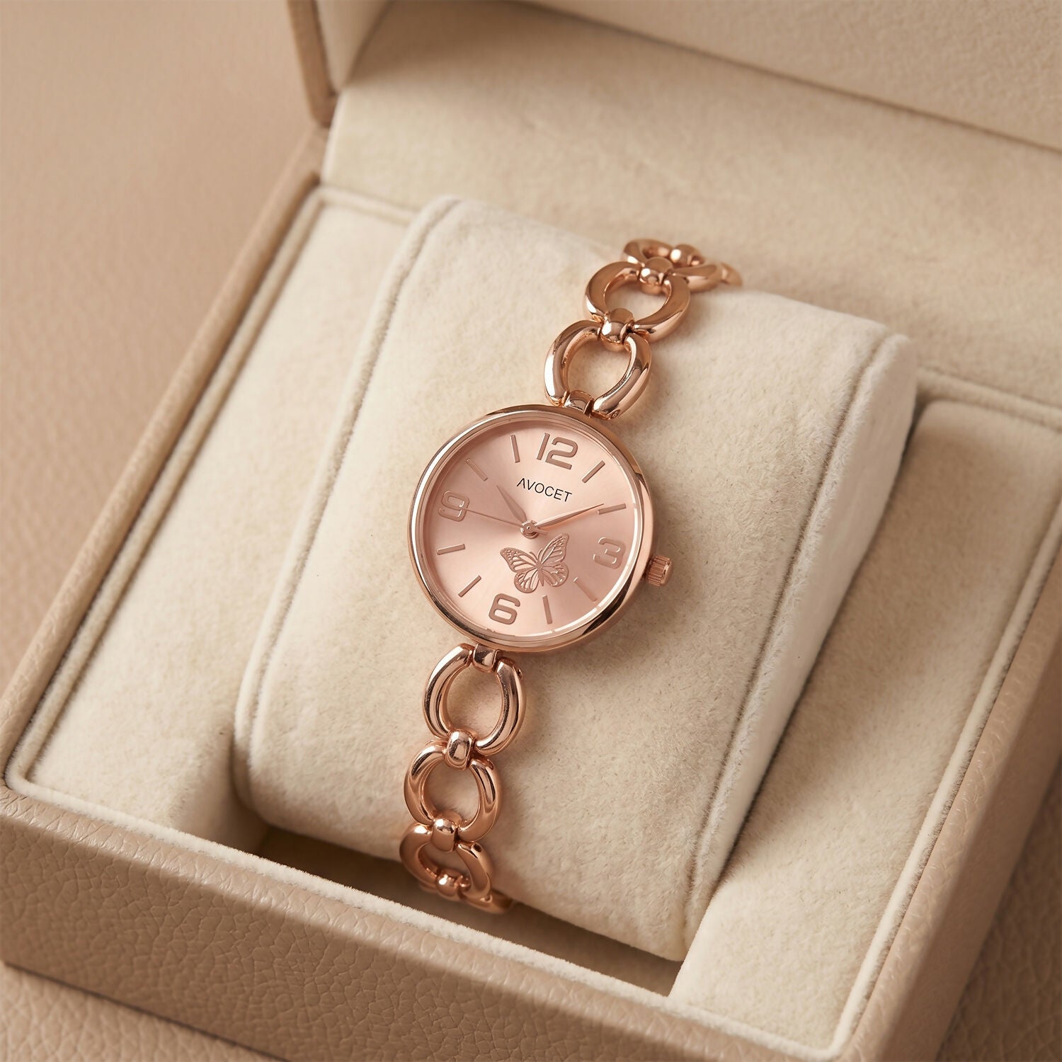 Women's Wrist Watch – Rose Gold Elegant Chain Strap with Butterfly Dial