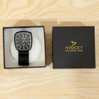 Minimal Black Luxury Square Dial Watch – Elegant Suitable for Any Occasion